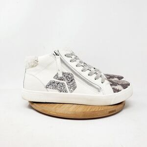 Dolce Vita Zonya‎ Shoe Womens 8 Sneaker White Leather Wedge Double Zip High Top